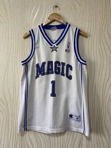 ORLANDO MAGIC BASKETBALL SHIRT SHIRT CHAMPION NBA sz M MEN WHITE #1 McGRADY - Picture 1 of 10