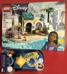🔥LOTTO AUGURI LEGO 43223 Disney Principessa Asha in Città Rosas e Collana Sigillati - Foto 1 di 12