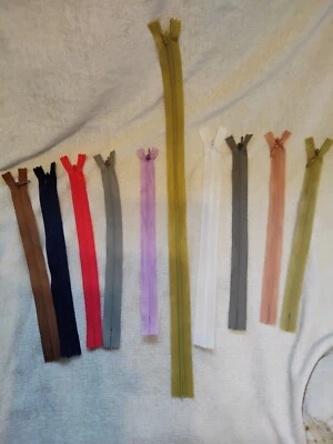 10 Mixed Invisible  / Concealed Zips 1 x 18, 1 x 10 inch & 8 x 9 inch ~ NEW  (3) - Image 1 of 2