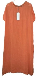 Milio Milano Oriana Lifestyle LANAI COVER UP DRESS Large Orange Linen Blend NEW - Picture 1 of 16