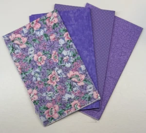 Fat Quarter Bundle of 4 Lavender Shades Quilting 100% Cotton New - Picture 1 of 5