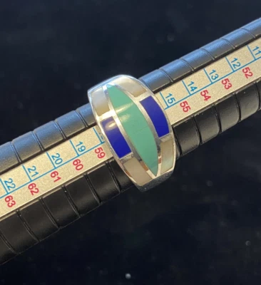 Anillo Chapado en Plata Damas 8.25 Genuino Marcasita Marsala Verde Y Azul Centro Foto 1 de 4