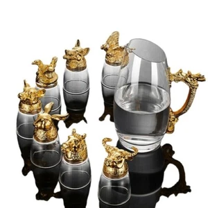 Luxury Chinese Zodiac Wine Glass Gilt Wineglass Dispenser Boxed Birthday Gift - Picture 1 of 16