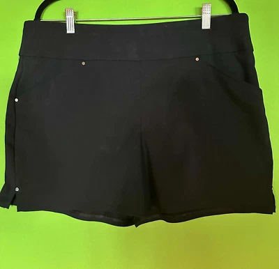 INC International CONCEPTS PANTALONES CORTOS MUJER Talla 14 L XL ELÁSTICO NEGRO PULL ON Foto 1 de 4