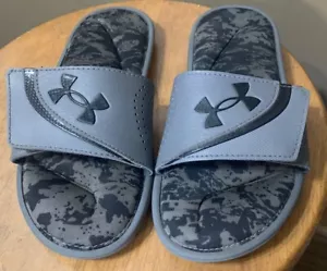 Under Armour Youth Sz 4Y Ignite Gray Slip On Sandals Pre Owned - Picture 1 of 3
