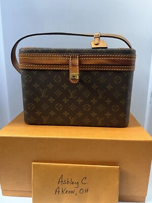Estojo de higiene Louis Vuitton monograma trem maquiagem raro autêntico - Imagem 1 de 4