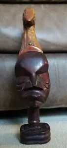 Vintage Carved Wood Head Bust Face Statue Figure 12" Tall - Picture 1 of 10
