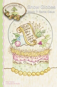 Crab-apple Hill Embroidery Pattern - Snow Globes #7:  Santa - Picture 1 of 1