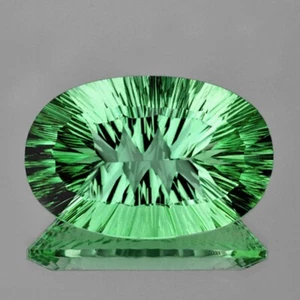32x22 mm { 68.56 cts} Oval Concave Cut Intense Paraiba Green Fluorite {IF-VVS} - Picture 1 of 2