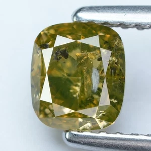 1.00Ct Rare 100% Natural No Treated I-1 Cushion Fancy Yellowish Green Diamond - Picture 1 of 8