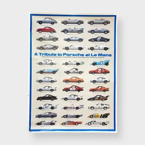 Vtg 1990 A Tribute to Porsche at Le Mans Limited Poster Laguna Seca Racing 24x36 - Picture 1 of 7