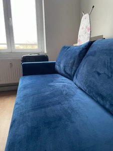 WIE NEU: BRUNO 2er-Boxspring-Schlafsofa 140x200 cm Liegefläche, Samtblau - Bild 1 von 6