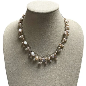 Vintage 925 Sterling Silber Süßwasserperlen Ohrhänger Perlenkette - Bild 1 von 9