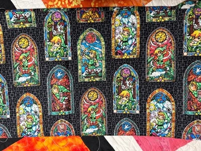 Zelda Stained Glass Fabric Nintendo 36” X 42” - Image 1 of 3