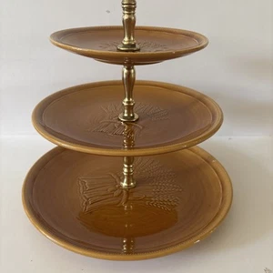 Francisan Wheat Golden Brown 3 Tier Tray Very Good Used Condition - Picture 1 of 11