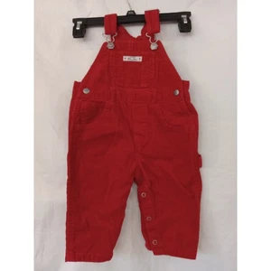 Salopette vintage Baby Gap in velluto a coste rosso neonato taglia 6-12 mesi all'uncinetto a scatto - Foto 1 di 7