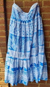 Jones New York Women's Maxi Skirt Size 8 Petite Blue Aqua BOHO - Picture 1 of 6
