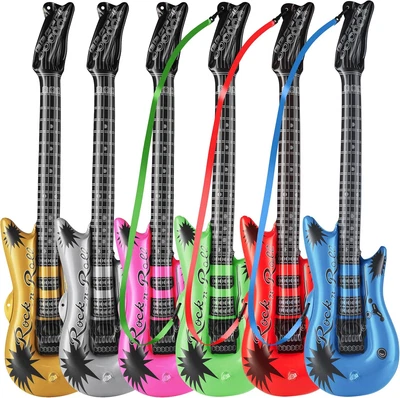 Guitarras inflables - (paquete de 6) guitarra inflable colorida de 36 pulgadas con correa, par Foto 1 de 4