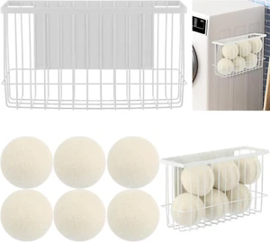 6Pcs Wool Dryer Balls and Magnetic Dryer Ball Holder,Laundry Dryer Balls Storage - Picture 1 of 7