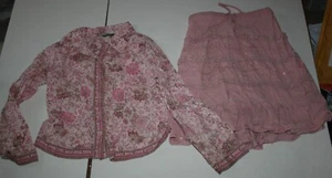 Used United Colors of Benetton 2 piece Outfit Girls 6 year Pink Floral Top Skirt - Picture 1 of 4