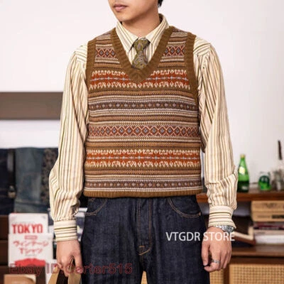 Chaleco Suéter de Lana Red Tornado Fair Isle Estilo Patrimonio Unisex Chaleco Prendas de Punto Foto 1 de 4