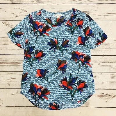 Camiseta Equipment Mujer S- Seda Floral GEOMÉTRICA Manga Corta Cuello Redondo Foto 1 de 4