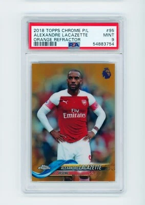 2018-19 Alexandre Lacazette Topps Chrome Orange Refractor Arsenal 20/25 PSA 9 - Image 1 of 3