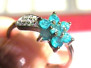 Deco PLATA ESTERLINA 925 Anillo Azul Apatita Solitario 9 DELICADO PEQUEÑO DELICADO WOW - Imagen 1 de 5