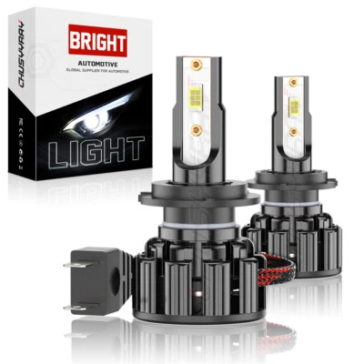 CHUSYYRAY Pair H7 LED Headlights 100W Super Bright 6000K Xenon White High Low Beam Bulbs