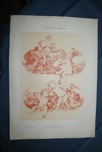 LITHOGRAPHIE ANTON SCHROLL RUDOLF ROSSLER AMORETTEN 1893 49X35 CM - Bild 1 von 5