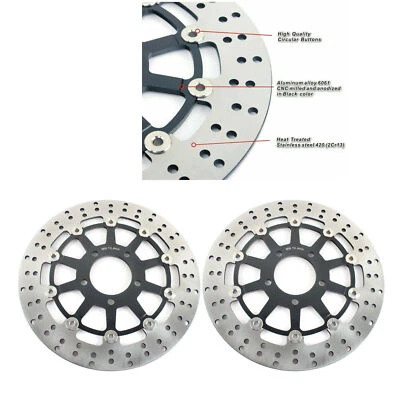 Pair Front Brake Rotors For Suzuki GSX R 750 T 1996-1999 TL 1000 R 1998-2003 02 - Image 1 of 4
