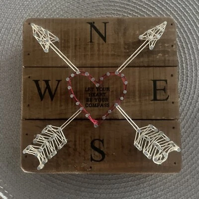 Let Your Heart Be The Compass Rustic Nail String Art - Primitives By Kathy - Image 1 of 4