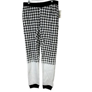 Houndstooth French Terry Joggers By Evolution In Design Black & White Size L - Picture 1 of 8