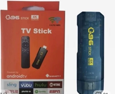 STICK TV TELECOMANDO SMART TV ANDROID 11.0 MINI BOX 4K ULTRA HD 8GB 128GB Q96 SD - Immagine 1 di 4
