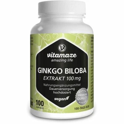 VITAMAZE GMBH GINKGO BILOBA 100 mg hochdosiert vegan Kapseln 100 St PZN16018605