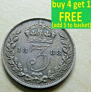 More details for queen victoria threepence 3d silver 1837-1901 choose your date