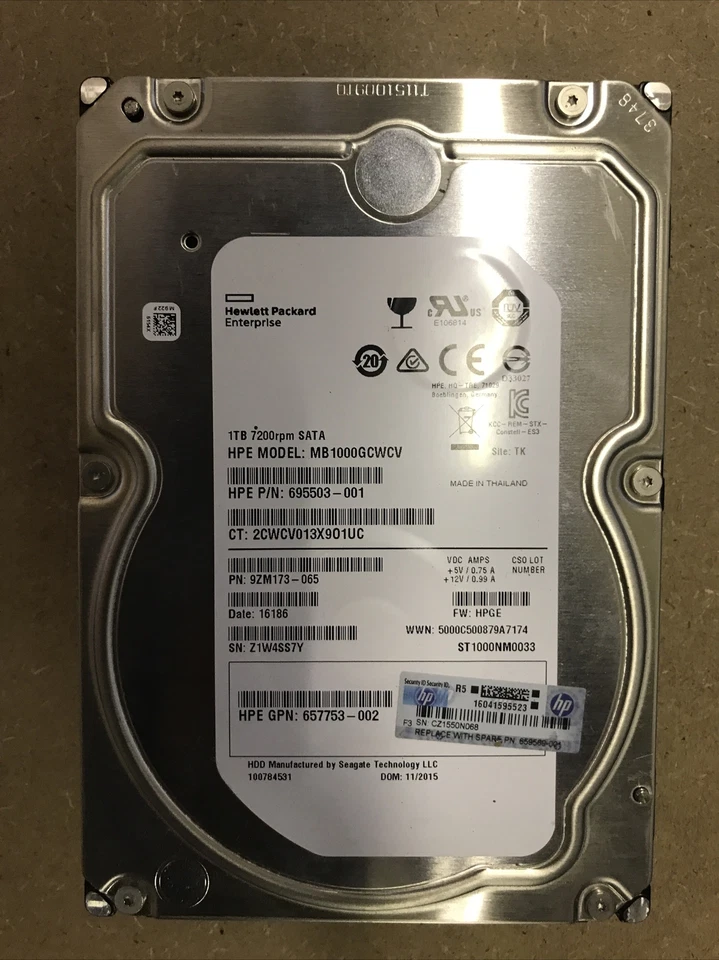 HP 695503-001 1TB HDD 6G 7.2K RPM 3.5-inch LFF SATA Hard Drive MB1000GCWCV - Image 1 of 1