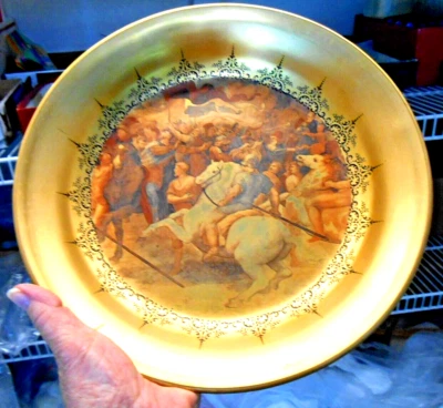 Ardalt Италия Рафаэль Золотое Позолоченное Художественное Стекло 11" Пластина Incontro di leone - Изображение 1 из 4