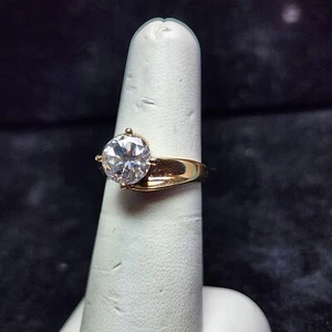  Sterlingsilber signiert OTC CZ Solitär Ring Gold Vermeil Verlobungsring Größe 6 - Bild 1 von 4