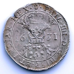 SC. Spain-Felipe IV.  1 Patagón. 1631 Amberes. EBC/XF. Plata 27,8 g. MUY ESCASA - Imagen 1 de 2