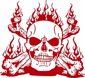 Skull Flames Cross Bones Zombie Car Truck Window Laptop Vinyl Decal Sticker - Picture 1 of 2
