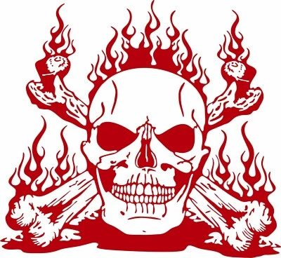 Skull Flames Cross Bones Zombie Car Truck Window Laptop Vinyl Decal Sticker - Image 1 of 2
