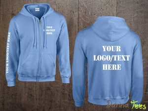 Custom Printed Zipped Hoodie Unisex Personalised Stag Hen Workwear Conference - Picture 1 of 16