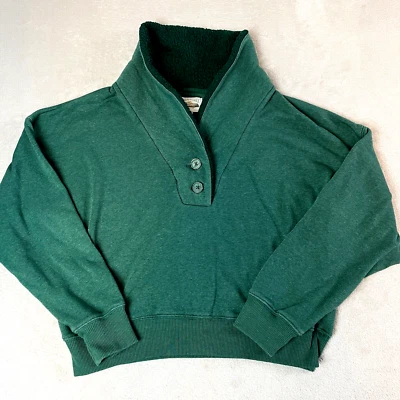 American Eagle Henley Sherpa Sudadera Pullover Polar M Verde Bosque Top Foto 1 de 4