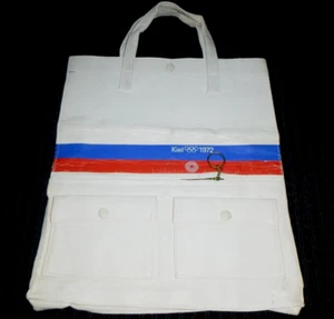 Vtg 1972 Munich Olympics Vinyl Tote Bag Kiel Sailing 12.5 x 14" - Picture 1 of 12