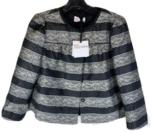 Brand New VALENTINO RED Lace Silk Jacket IT 44 US M Medium in Gray FR323510  - Picture 1 of 9