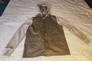 H&M DIVIDED MEN'S FULL ZIP HOODIE FOREST GREEN AND GRAY SIZE L - Picture 1 of 5