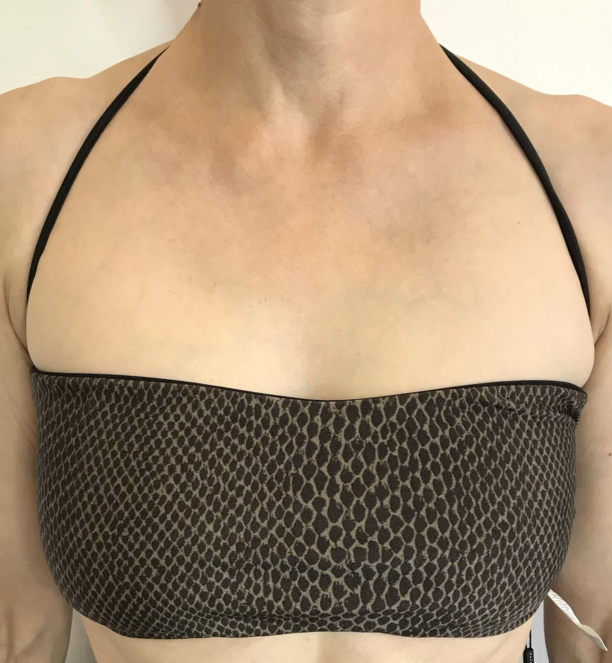 Rusty NUEVO Top Tubo Bikini Talla 8 “Blaze” Negro Marrón PVP $45.99, Etiqueta de Diseñador Foto 1 de 4