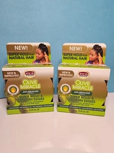 African Pride Olive Miracle Super Hold & Smooth Edges Gel 2.25oz (2 pack) - Picture 1 of 2