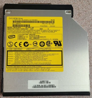 39J1365 IBM 4.7GB IDE Slimline DVD-ROM Drive 39J3529 SR-8178-B - Image 1 of 4